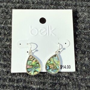 Belk Abalone Teardrop Silver Trimmed Dangle Earrings